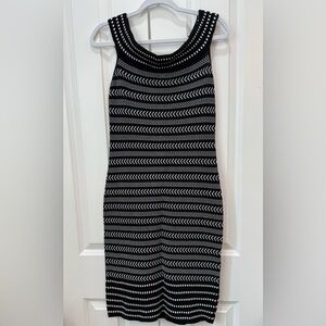 Camuto Black and White Striped Sleeveless Dress